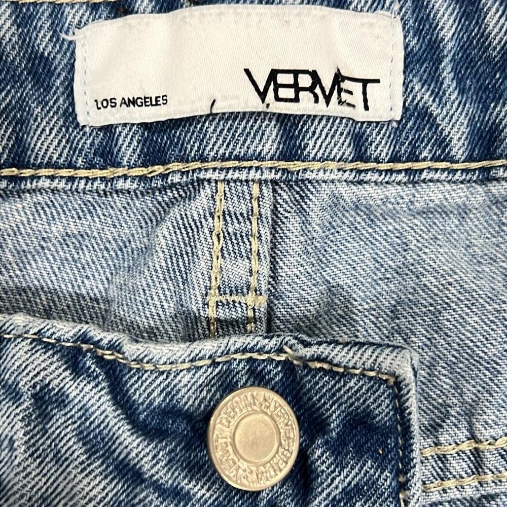 Vervet Jeans 28 Distressed Straight Leg Festival Ankle Length Super High Waist - Picture 8 of 9